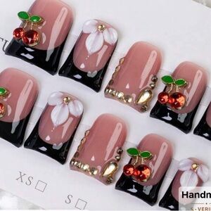 Cherry Blossom Nail Set - Pink and Black